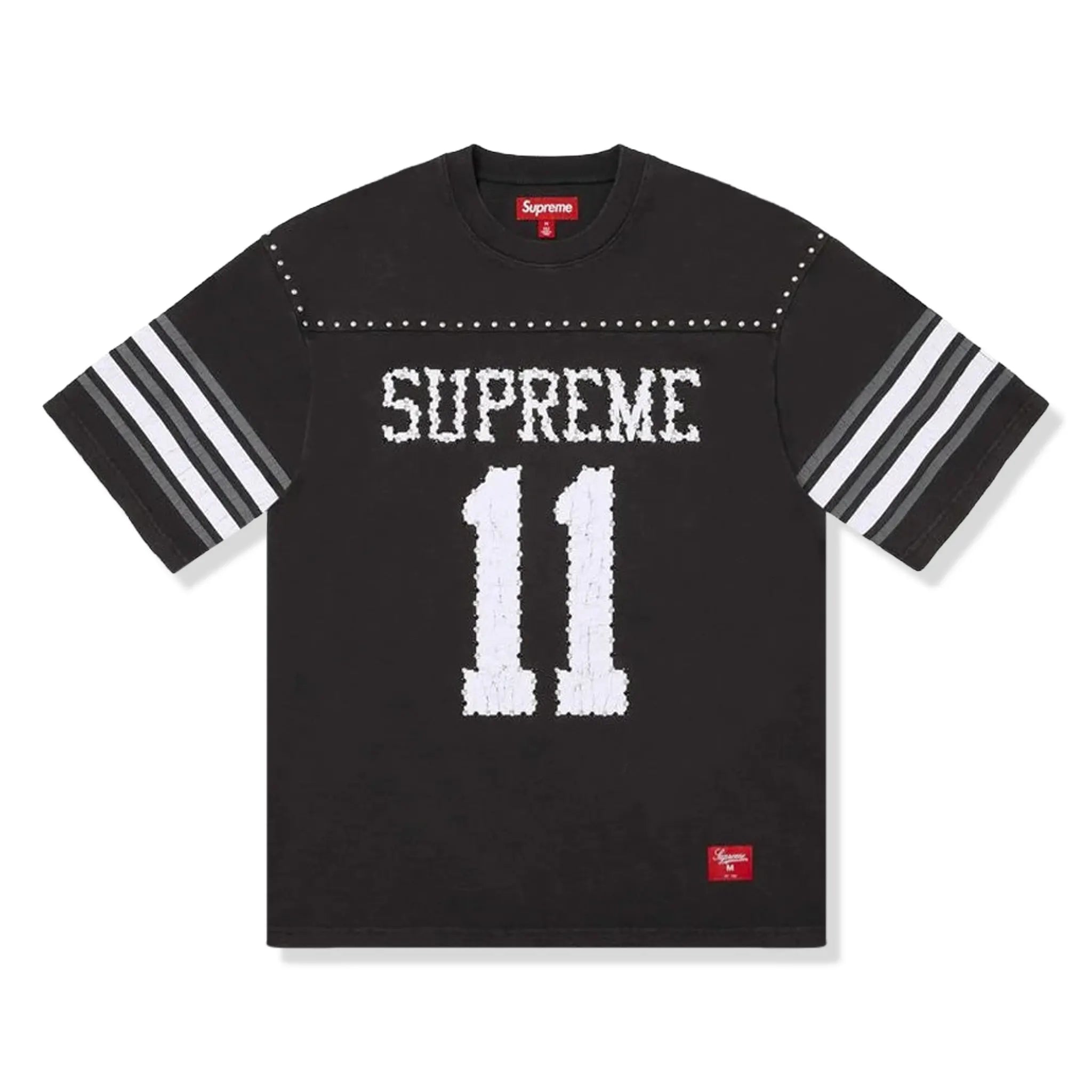 Front View of Supreme Studded Football Black Top (SS26)